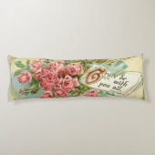  roze de Schrift van de Bloemen van Rozen Verse Lichaamskussen (Achterkant)