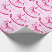 Roze, de zogenaamde rocking horse 1st verjaardagsp cadeaupapier (Hoek)