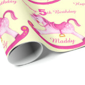 Roze, de zogenaamde rocking horse 5th verjaardagsp cadeaupapier (Rol Hoek)
