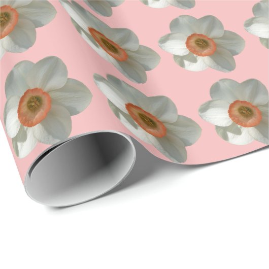 Roze deaffodilentestbloem cadeaupapier (Rol Hoek)