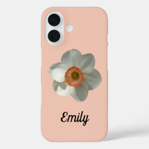 Roze deaffodilentestbloem iPhone 16 hoesje