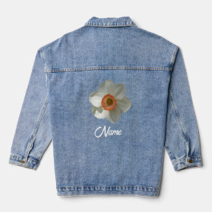 Roze deaffodilentestbloem denim jacket