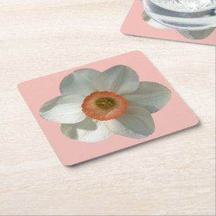 Roze deaffodilentestbloem kartonnen onderzetters