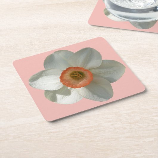 Roze deaffodilentestbloem kartonnen onderzetters (Schuin)