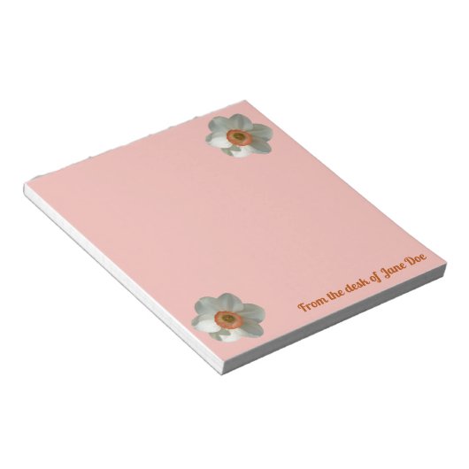 Roze deaffodilentestbloem notitieblok (Schuin)