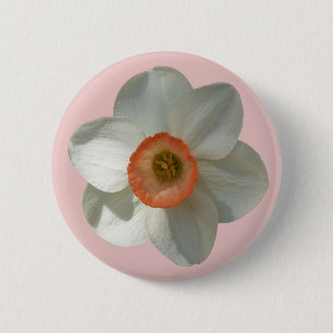 Roze deaffodilentestbloem ronde button 5,7 cm
