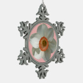 Roze deaffodilentestbloem tin sneeuwvlok ornament (Links)