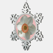 Roze deaffodilentestbloem tin sneeuwvlok ornament (Rechts)