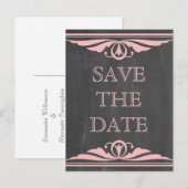 Roze deco-alkboard Opslaan Briefkaart datum (Voorkant / Achterkant)