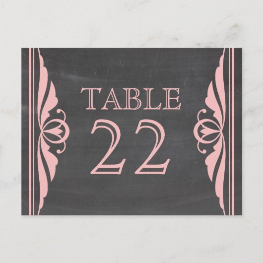 Roze deco-alkboard tabelnummer Briefkaart (Voorkant)
