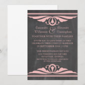 Roze Deco Chalkboard Wedding Invite Kaart (Voorkant / Achterkant)