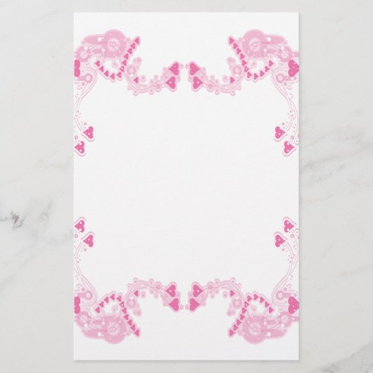 Roze deco Hearts Briefpapier (Voorkant)