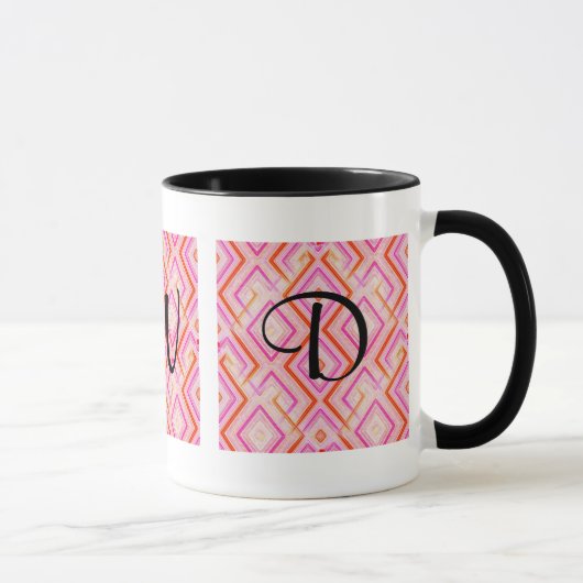 Roze Deco Monogram Mok (Rechts)
