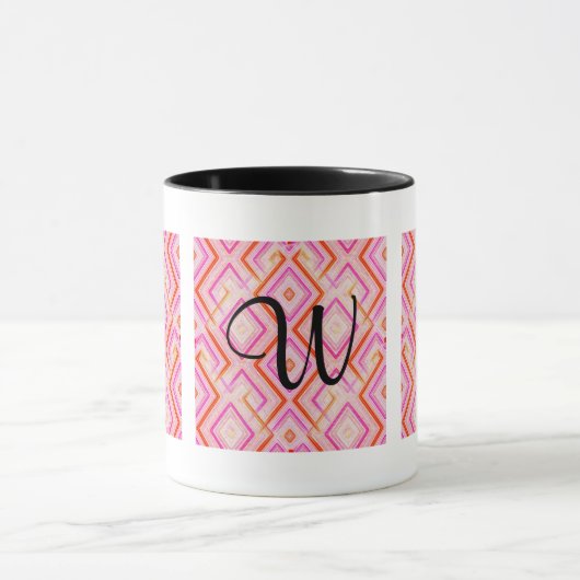 Roze Deco Monogram Mok (Midden)