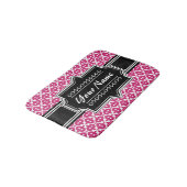 Roze Deco Pattern Black Persoonlijke naam Badmat (Gekanteld)