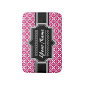 Roze Deco Pattern Black Persoonlijke naam Badmat (Voorkant Verticaal)