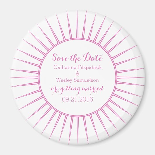 Roze Deco Retro sparen de Magnet van de Datum (Voorkant)