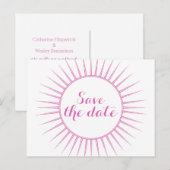 Roze Deco Retro sparen het Briefkaart van de Datum (Voorkant / Achterkant)