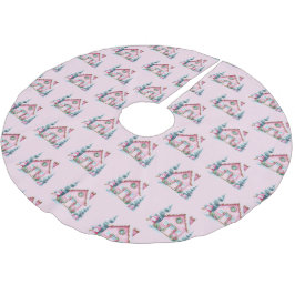 Roze decoratie voor een huis van gemberkoek  kerstboom rok
