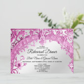 Roze Decoratief Bloemen Repetitie Diner Kaart (Staand voorkant)