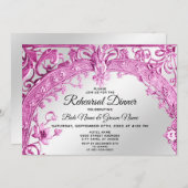 Roze Decoratief Bloemen Repetitie Diner Kaart (Voorkant / Achterkant)