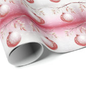 Roze Decoratief Kerstbal Inpakpapier (Rol Hoek)