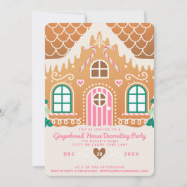 Roze decoratiefeest voor huisjes van peperkoek kaart