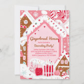 Roze decoratiefeestje voor een huisje van gemberko kaart (Voorkant)