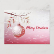 Roze Decoratieve Bal Vakantie Kerst Briefkaart