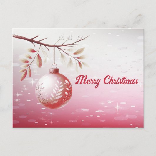 Roze Decoratieve Bal Vakantie Kerst Briefkaart (Voorkant)