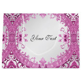 Roze decoratieve bloem giftzak groot cadeauzakje (Voorkant)