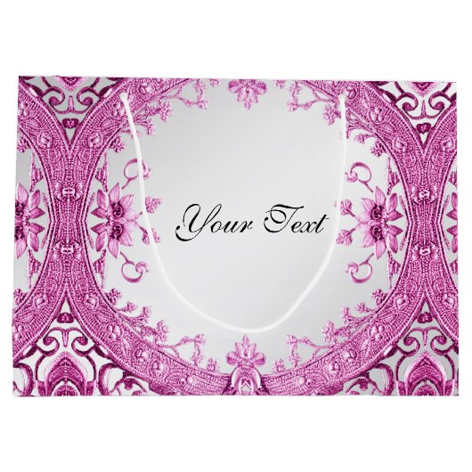 Roze decoratieve bloem giftzak groot cadeauzakje (Achterkant)