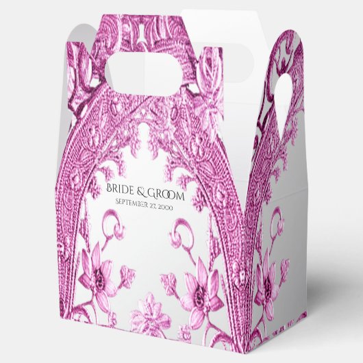 Roze Decoratieve Bloemen Favor Box Bedankdoosjes (Geopend)