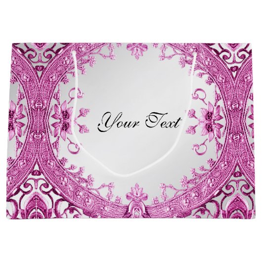 Roze decoratieve bloemengeschenktas groot cadeauzakje (Voorkant)