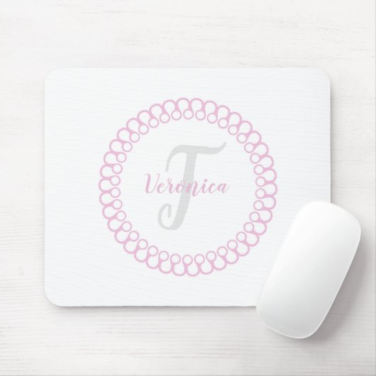 Roze decoratieve cirkelmonogram Muismat (Met muis)