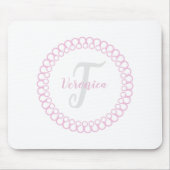 Roze decoratieve cirkelmonogram Muismat (Voorkant)