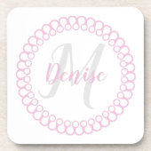 Roze decoratieve cirkelmonogram Onderzetter (Voorkant)