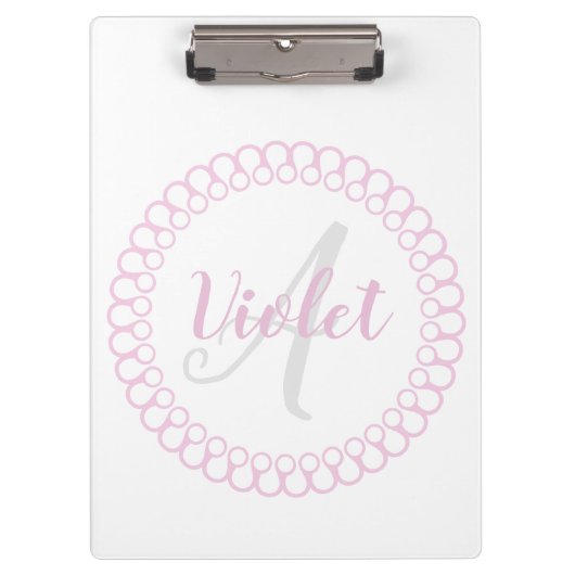 Roze decoratieve cirkelplaat klembord (Voorkant)