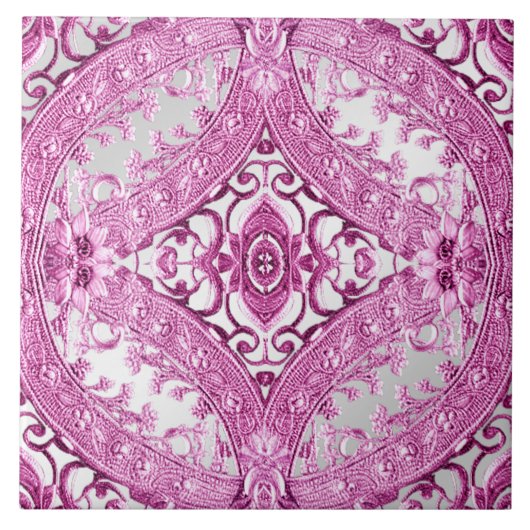 Roze decoratieve keramische Tegel Tegeltje (Voorkant)