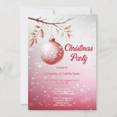Roze Decoratieve Kerstbal Kerstfeest Inv Kaart (Voorkant)