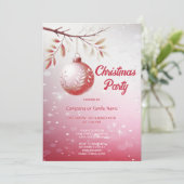 Roze Decoratieve Kerstbal Kerstfeest Inv Kaart (Staand voorkant)