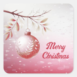 Roze Decoratieve Kerstbal Sticker