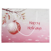 Roze Decoratieve Kerstbal Vakantie Gift Bag Groot Cadeauzakje (Achterkant)