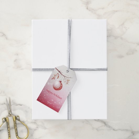 Roze Decoratieve Kerstbal Vakantie Gift Label Cadeaulabel (Met Touw)