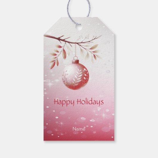 Roze Decoratieve Kerstbal Vakantie Gift Label Cadeaulabel (Achterkant)