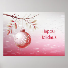 Roze Decoratieve Kerstbal Vakantie Poster