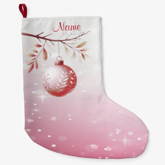 Roze Decoratieve Kerstbal Vakantie Stocking Grote Kerstsok (Voorkant)