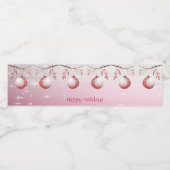 Roze decoratieve kerstbal vakantie waterfles etiket (Enkel label)