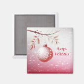 Roze Decoratieve Kerstbal Vakantiemagneet Magneet (Voorkant / Achterkant)