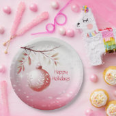 Roze Decoratieve Kerstbal Vakantiepapier Bord (Feest)